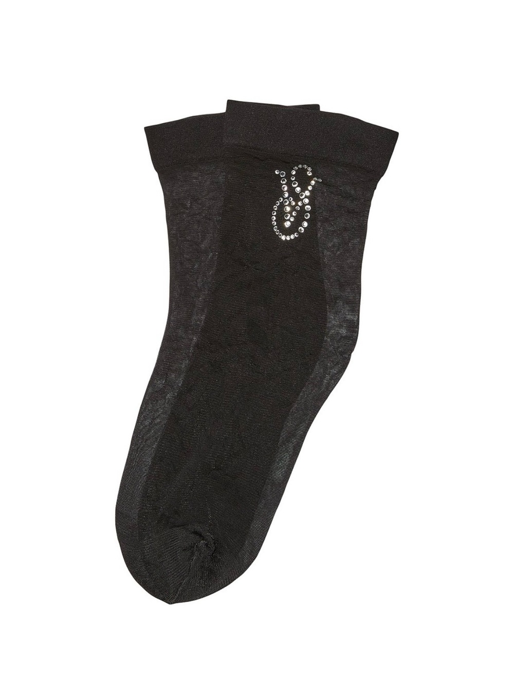 Victoria’s Secret Black Sheer Crystal VS Logo Ankle Socks NWT